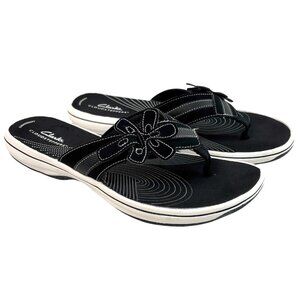 Clarks Cloudsteppers Women’s Size 9 Cushion Soft Black Flip Flop Sandals